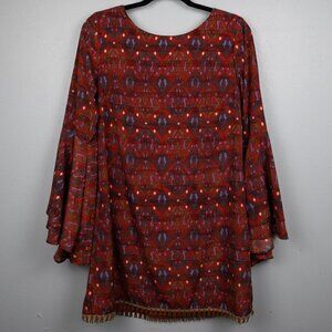 Basically Me red abstract print shift dress-S